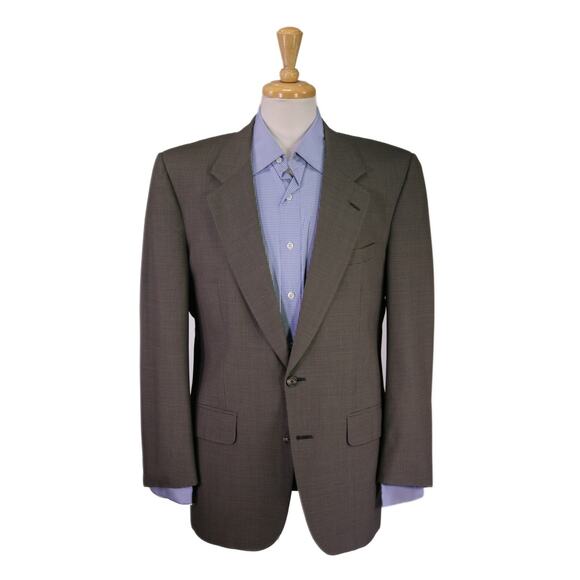 Burberrys Vintage 90's Navy Brown Knit Woven 2-Btn Wool Sportcoat Blazer 40R - Picture 1 of 8